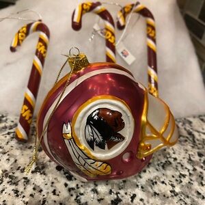 Redskins Red and Gold Holiday Ornament Set- set of 4